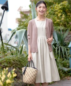 Tiaclasse L Vネックラメニットシアーカーディガン