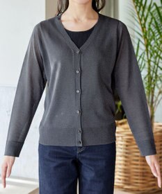 Tiaclasse L Vネックラメニットシアーカーディガン