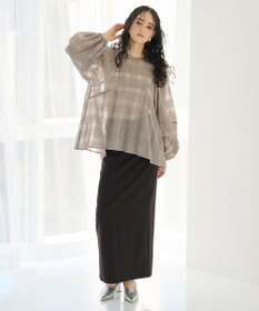 #Newans シアーチェックボリュームブラウス