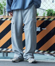 WEGO 【ウエストゴム/MLサイズ展開】ワイドカーゴスウェットパンツ