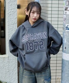 WEGO 裏起毛グラフィックビッグプルパーカー