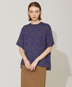 ICB 【洗える】シルエットフラワープリント Tブラウス