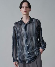 WEGO ストライプメッシュBIGシャツ（LS）