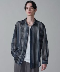 WEGO ストライプメッシュBIGシャツ（LS）
