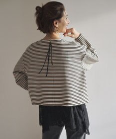 UNFILO L ドライタッチリブ バックZIP ボーダートップス