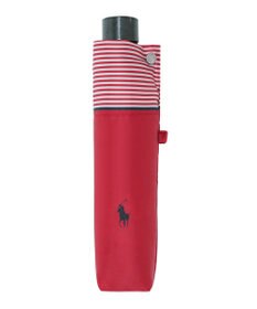 MOONBAT 【WEB限定】POLO RALPH LAUREN)（ポロ ラルフローレン）ワンポイントポロポニー×裾ボーダー 折りたたみ傘