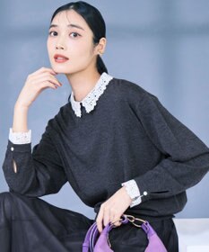 23区 S 【洗える】エンブロイダリー フラワーレースコンビ ニット