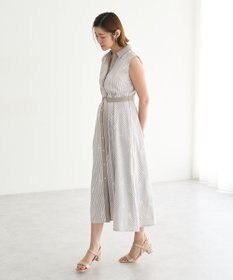 YECCA VECCA ストライプ柄フラワー刺繍ワンピース