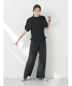 earth music&ecology 花柄パフスリシャーリングブラウス