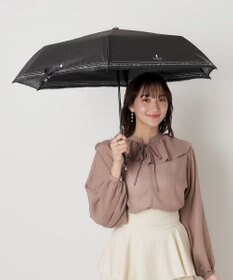 MOONBAT 【遮光率100％/遮熱/UV】LANVIN en Bleu (ランバン オン ブルー)晴雨兼用日傘 ピコレース シルバーラメ刺繍 折りたたみ傘 簡単開閉