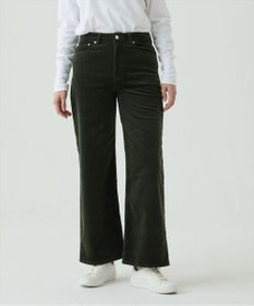 caqu ワイドフィット 裏起毛コーデュロイパンツ