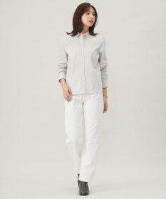 J.PRESS LADIES L 【洗える】BEZコットンナイロン ストライプ シャツカラー ブラウス