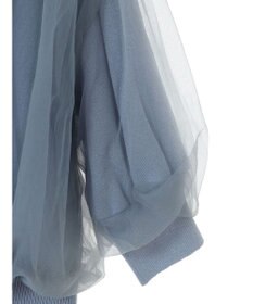 earth music&ecology チュールドッキング半袖ニットプルオーバー