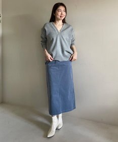 UNFILO ストレッチコーデュロイ Iラインスカート