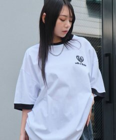 WEGO 【ユニセックス着用ITEM/MLサイズ展開】アクセ付きリンガーグラフィックT（SS）
