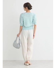 earth music&ecology リボン柄透かし編みニットカーディガン