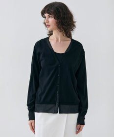 BEIGE， 【洗える】JULIE / シルク混シアーVネックカーディガン