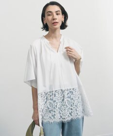 UNFILO L レースヘム ギャザーブラウス