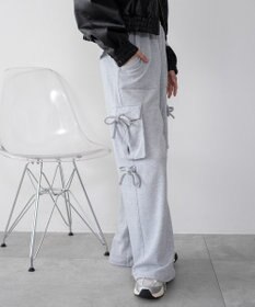 WEGO 【ウエストゴム】リボンカーゴスウェットパンツ