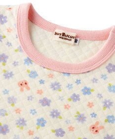 MIKI HOUSE HOT BISCUITS 【80-120cm】 あったかキルト素材 小花柄 腹巻き付き長袖パジャマ