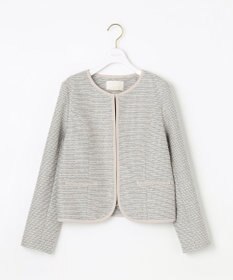 ANY SIS シャイニーストレッチツイード ノーカラージャケット