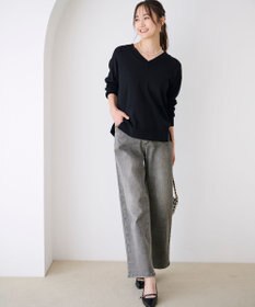 ANY SIS 【ウールブレンドシリーズ】フロント切替Vネック ニット