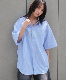 WEGO 【ユニセックス着用ITEM】オックスフォードダメージアップリケシャツ（SS）