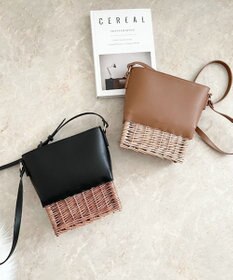 LA BAGAGERIE 【maison vert】【柳バスケット使用】コンビスクエアかごバッグ