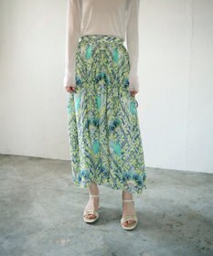GRACE CONTINENTAL シフォンプリントギャザースカート