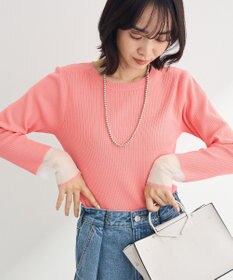 Green Parks アンチピリング袖シアーリブニットプルオーバー