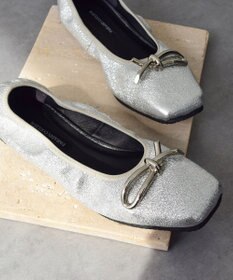 Bridget Birkin 【PARADIS COULEUR】スクエアトウメタルリボンバレエシューズ