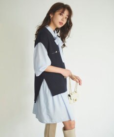 Feroux 【セットアイテム】2WAYリボンタイ ワンピース × ニット ベスト