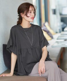 Tiaclasse 【新色追加】ギャザー切り替えフレアプルオーバー