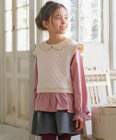 組曲 KIDS 【110-140㎝】フラワーキルトレイヤード トップス