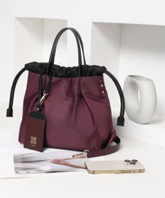 style code 【PADMA/パドマ】ナイロン×レザー　巾着　ショルダーバッグ 2WAY