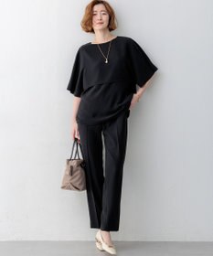 23区 【吸水速乾/UVカット/接触冷感】ストレッチジョーゼット  ケープデザイン カットソー