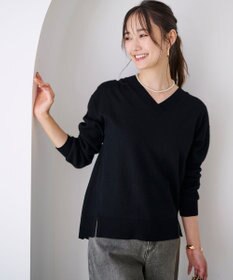 ANY SIS 【ウールブレンドシリーズ】フロント切替Vネック ニット