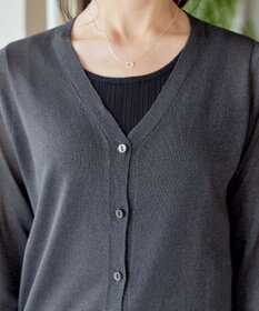Tiaclasse L Vネックラメニットシアーカーディガン