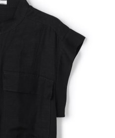 BEIGE， BERNARD / リネン混 フロントジップ スタンドカラードレス