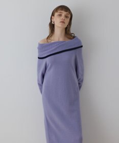 GRACE CONTINENTAL バイカラーオフショルニットワンピース