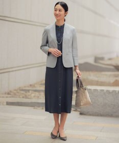 J.PRESS LADIES 【セットアップ対応・人気素材】コットンFITTY ノーカラー ジャケット