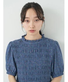 earth music&ecology 花柄パフスリシャーリングブラウス