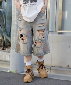 WEGO ダメージデニムハーフパンツ