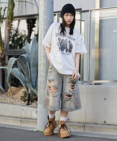 WEGO ダメージデニムハーフパンツ