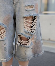 WEGO ダメージデニムハーフパンツ