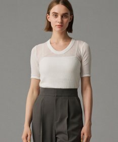 uncrave 【手洗い可】シアー ランダムリブ Uネック カットソー（uncrave STANDARD）