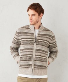 JOSEPH ABBOUD MOUNTAIN 【UNISEX】総裏フルZIPフェアアエル柄 ニットブルゾン