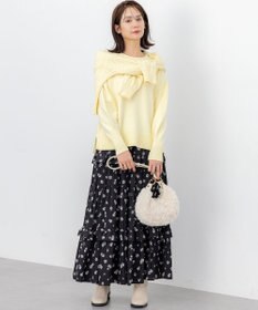 組曲 S 【加藤ローサさん着用 / レングス調整可能】ギャザーライトデシンティアード スカート