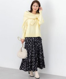 組曲 S 【加藤ローサさん着用 / レングス調整可能】ギャザーライトデシンティアード スカート