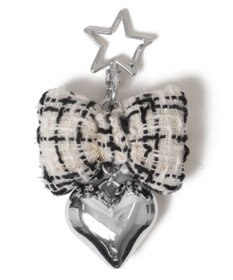 WEGO ツイードリボンハートキーホルダー